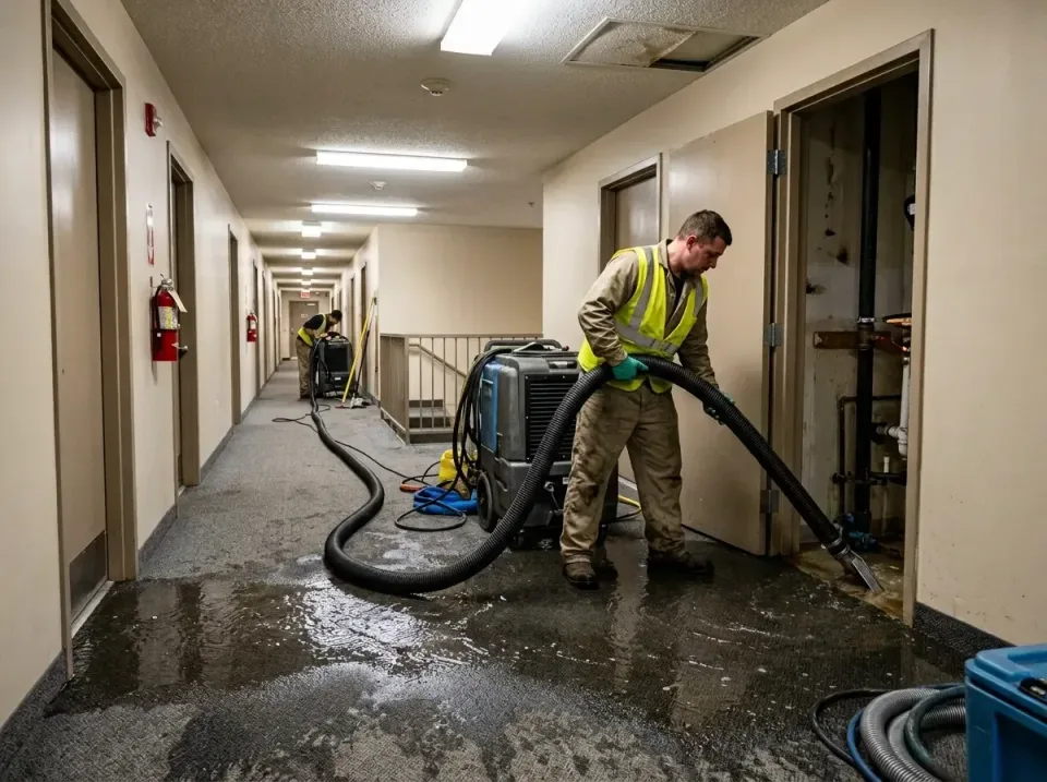 multi-unit-apartment-hallway-f-005 — frequently asked questions, Emergency Burst Pipe Water Extraction & Removal in Key Larg…
